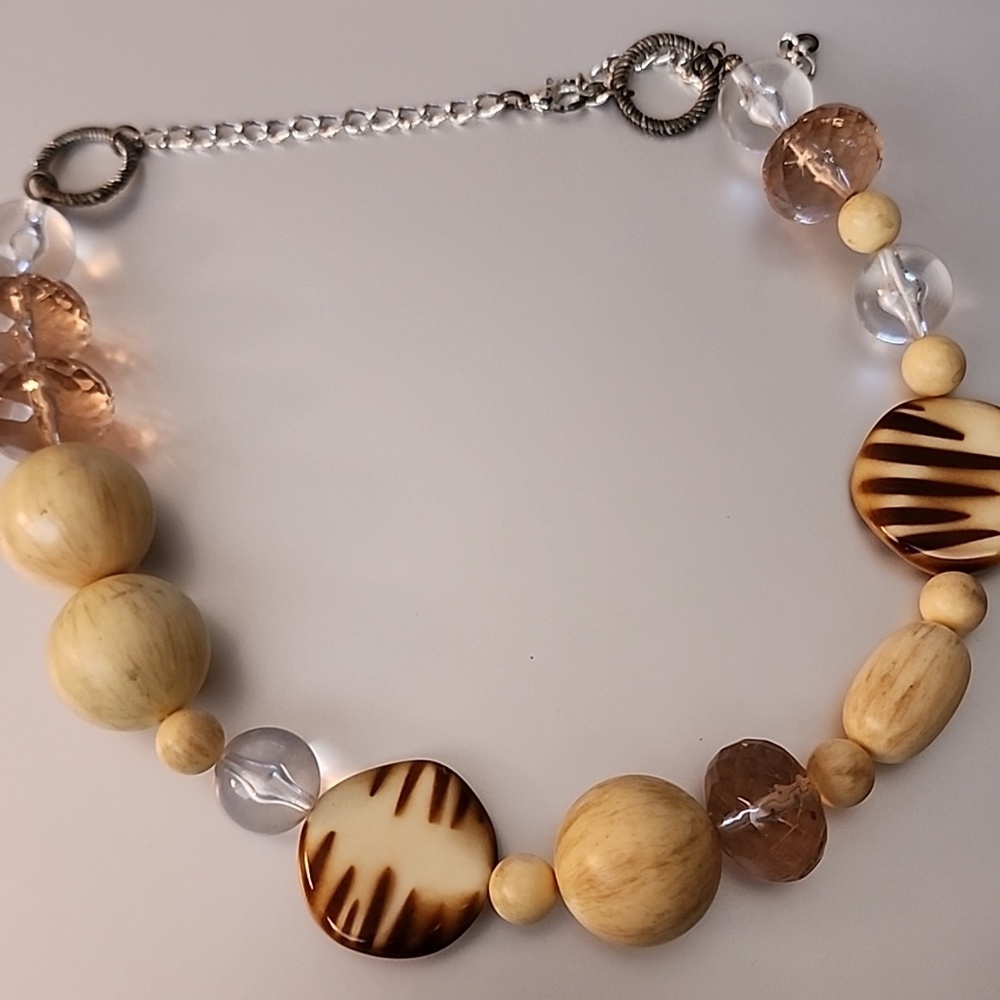 Collar Necklace  Soft Vintage Necklace Mixed Bead Colors and Materials